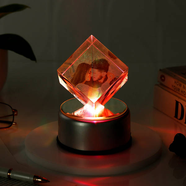 Romantic Moments - Personalized Rotating LED Crystal Cube