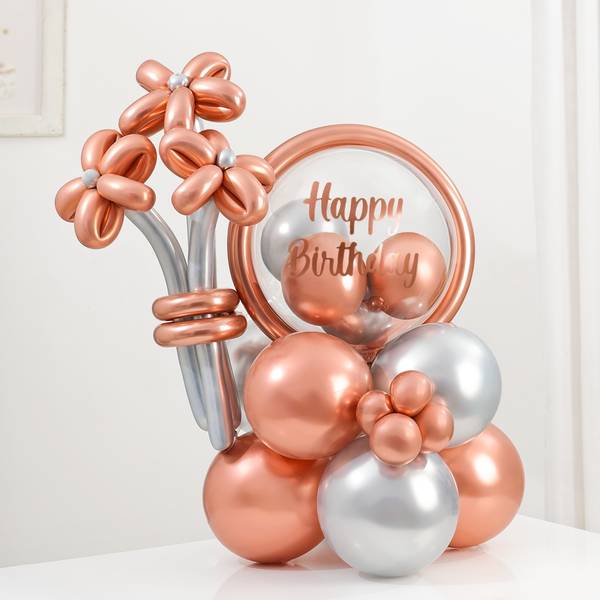 Rose Gold Charm Birthday Balloon Arrangement