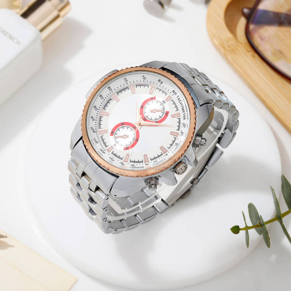 Rose Gold Dial Metal Strap Watch For Men