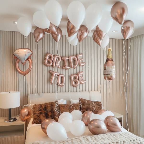 Rose Gold White BRIDE TO BE Balloon Decor