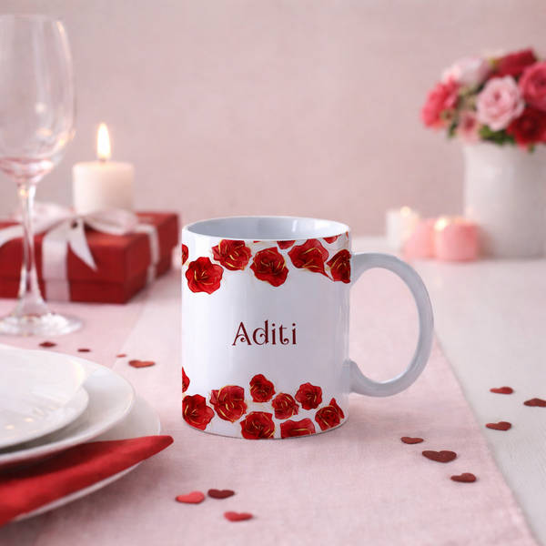 Rosy Charm Personalized Valentine's Day Mug