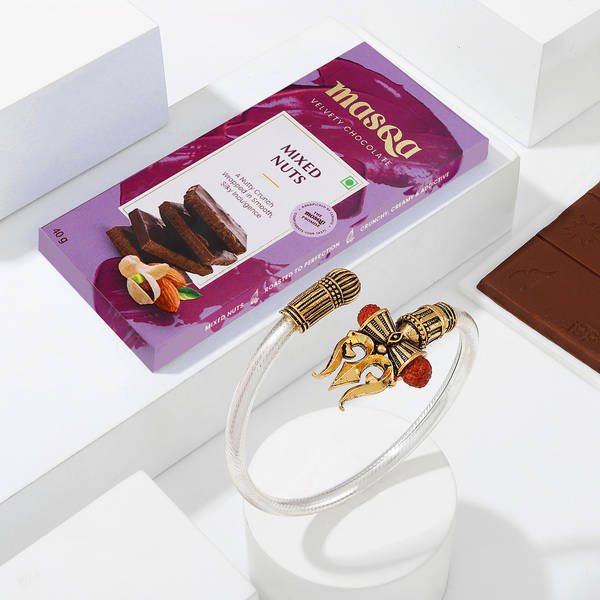 Rudraksha Trishul Bracelet Rakhi Gift Combo