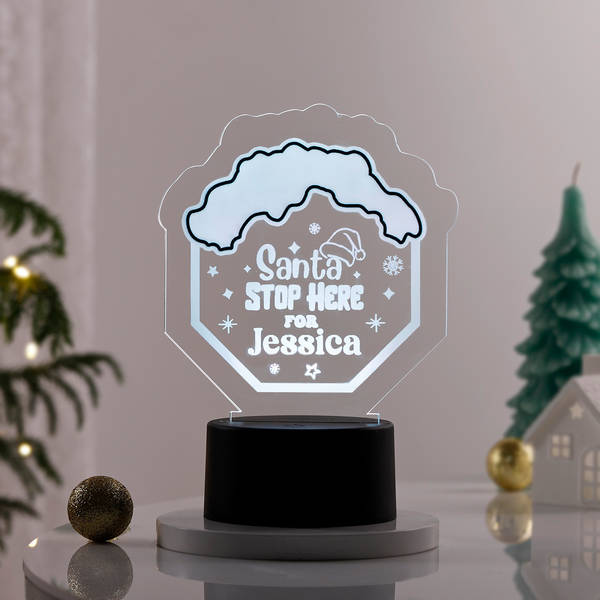 Santa Stop Here Personalized LED Lamp