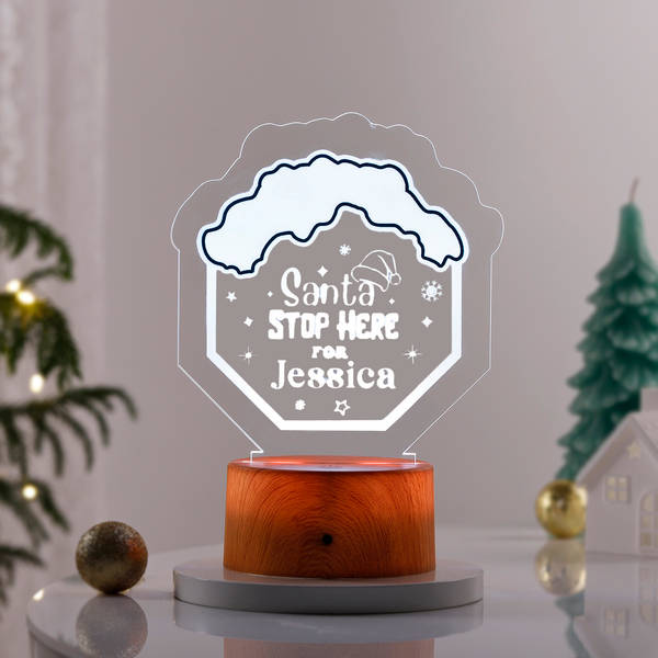 Santa Stop Here Personalized LED Lamp