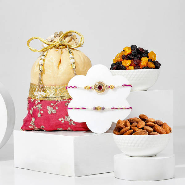 Semi-precious Purple Stone Rakhis And Healthy Treats