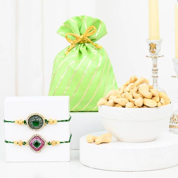 Semi Precious Rakhi Gift Combo