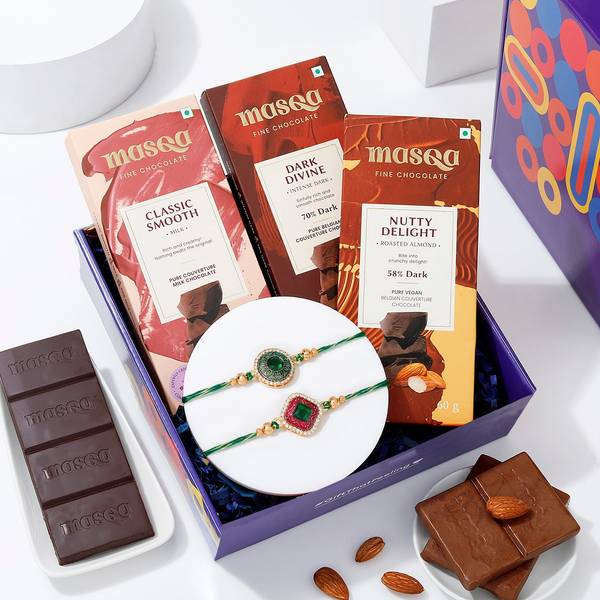 Semi Precious Rakhi Gift Combo