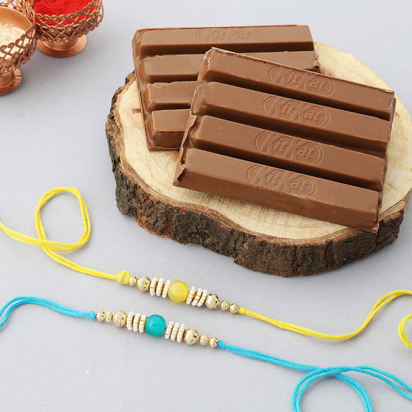 Set of 2 Pearl Rakhi with Nestle Kit Kat (2 Pcs)
