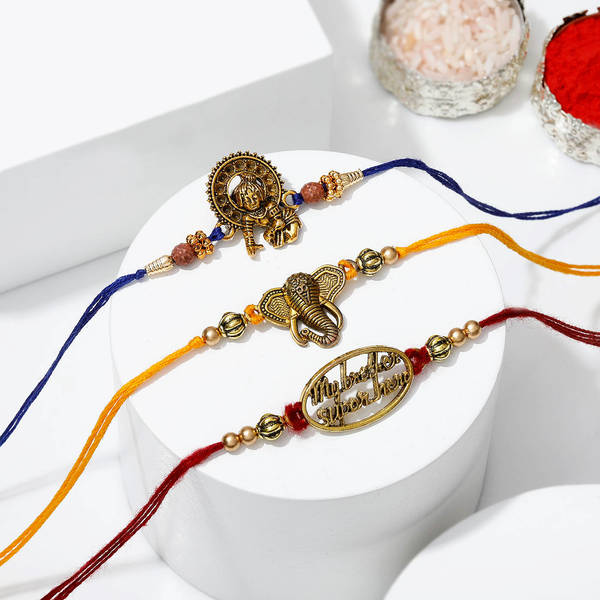 Set of 3 Designer Metal Rakhi