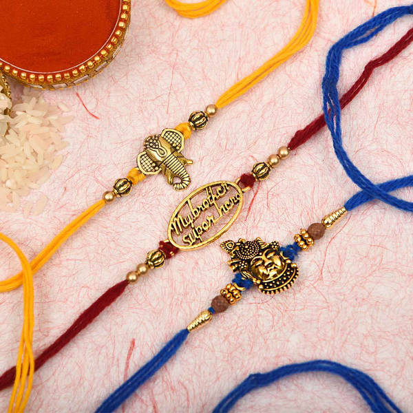 Set of 3 Designer Metal Rakhi