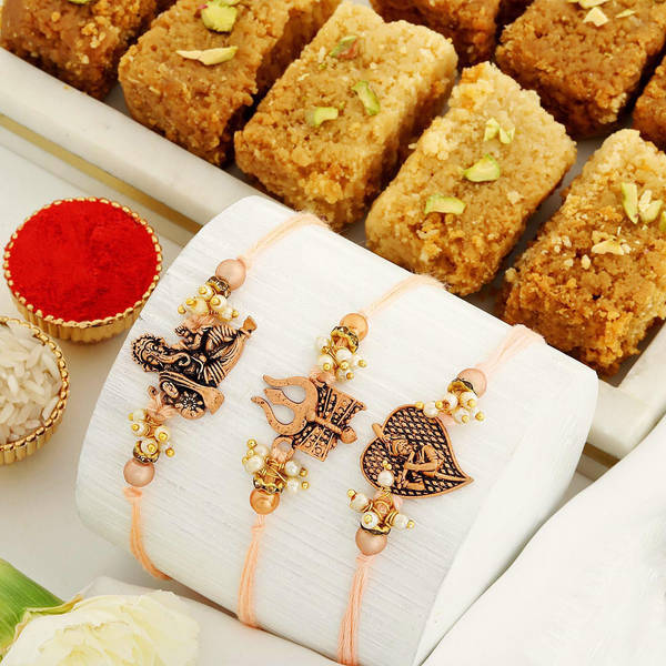 Set of 3 Indulge in Divinity Rakhi Set