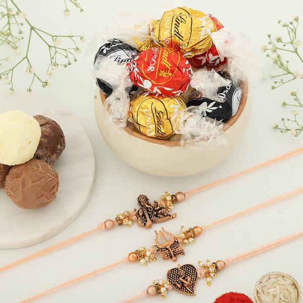Set of 3 Rakhis with Assorted Chocolates