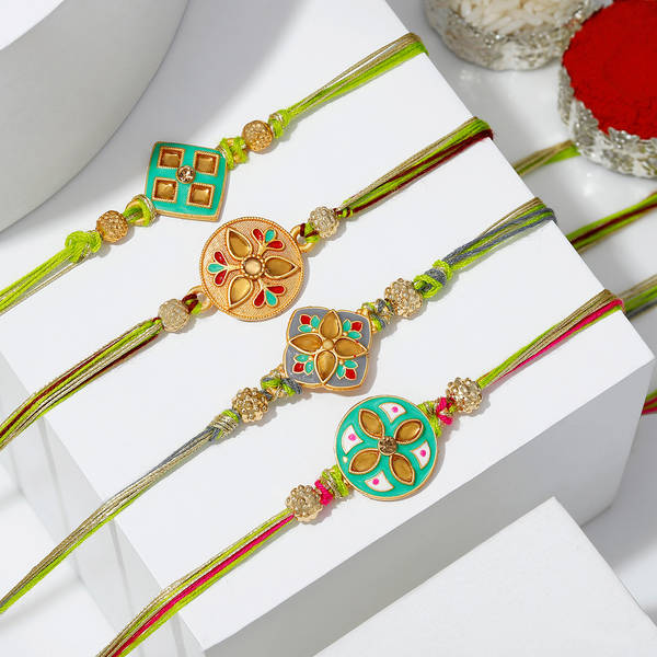 Set of 4 Adorned with Meenakari Rakhis