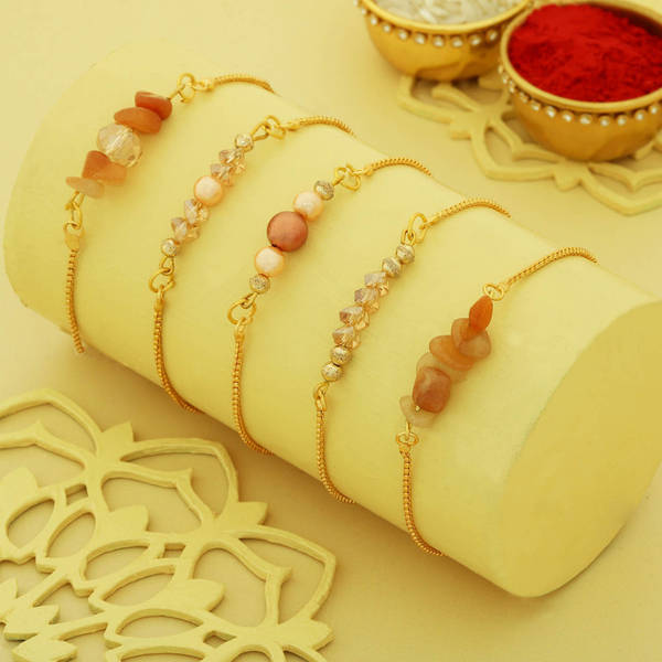 Set Of 5 Semiprecious Stone Rakhis