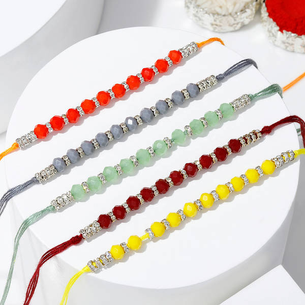 Set of 5 Vibrant Beaded Rakhis