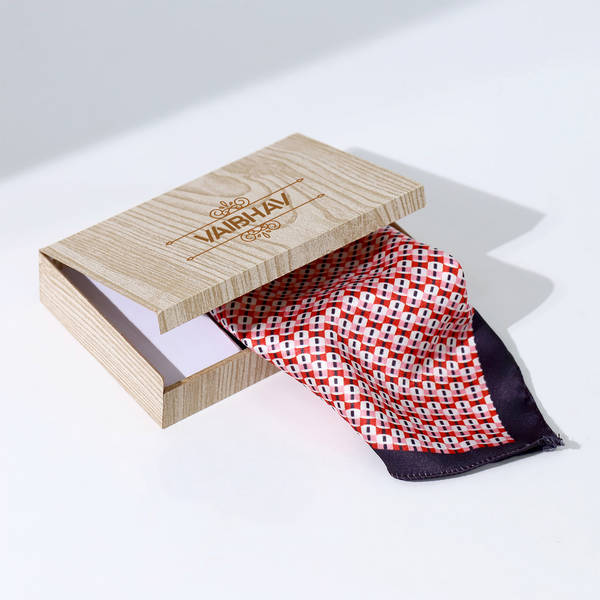 Sharp Statement Geometric Red Pocket Square