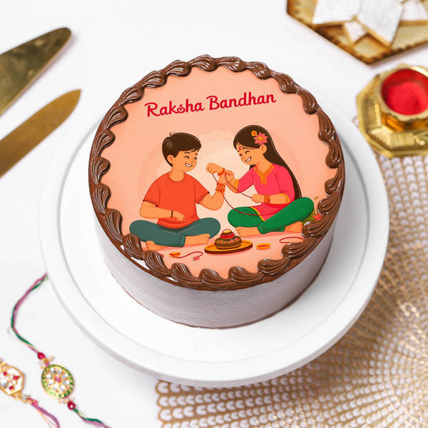 Sibling Bond Chocolate Photo Cake - Half kg