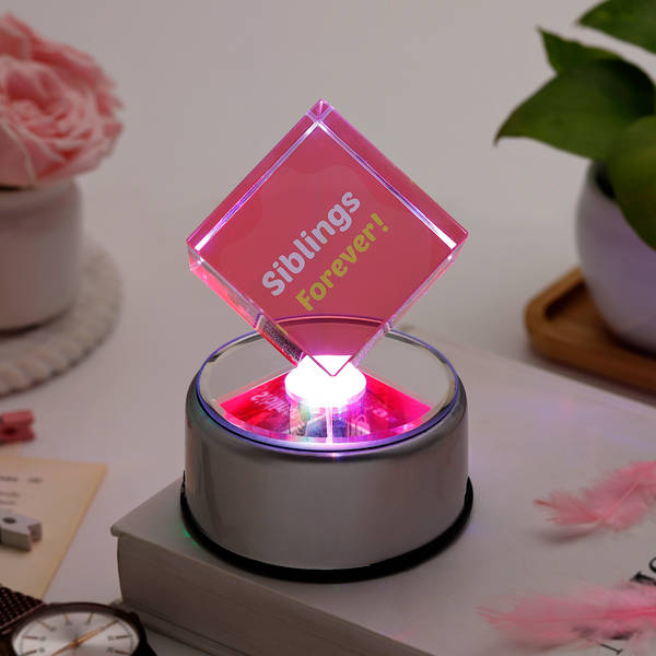 Siblings Forever Personalized LED Crystal Cube