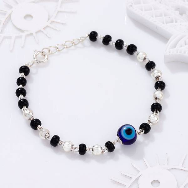 Silver Evil Eye Kids Rakhi Bracelet