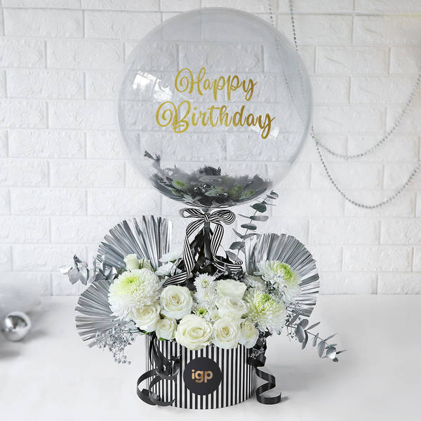 Silver Savvy Birthday Arrangement