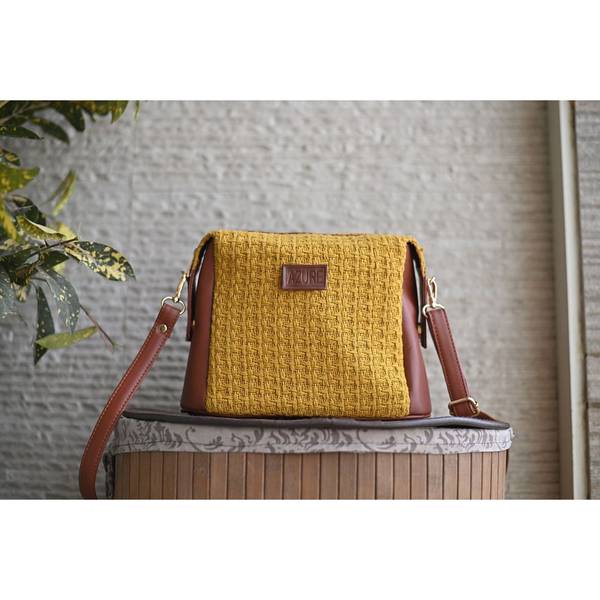 Sling Bag Yellow Knit Crossbody