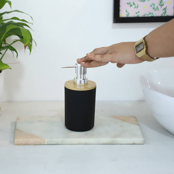 Soap Dispenser - Bamboo And Plastic - Assorted - Single Piece