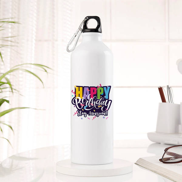 Stay Awesome Personalized Birthday Water Bottle