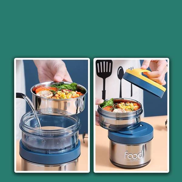 Steel Lunch Box - 2 Tiered - Single Piece