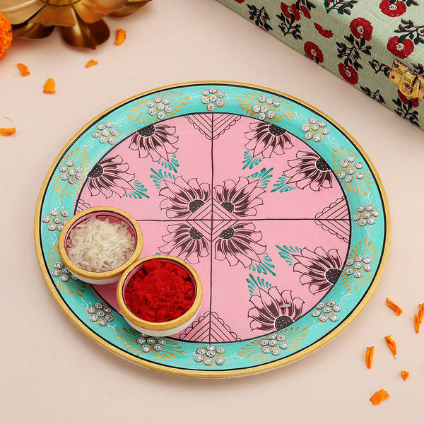 Stone Work Marble Puja Thali