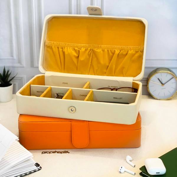Storage Box - 6 Compartments - Leather - Single Piece