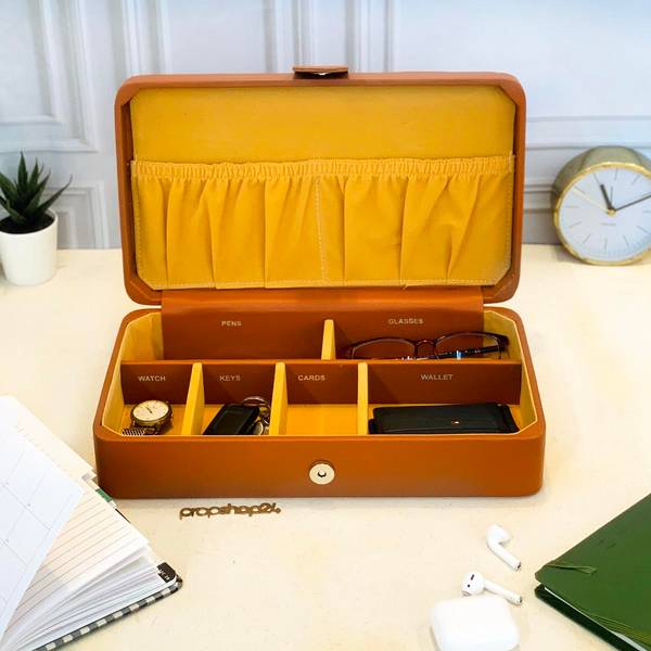 Storage Box - 6 Compartments - Leather - Single Piece