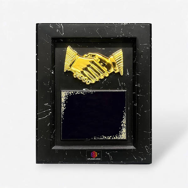 Striking Marble-Finish Handshake Trophy