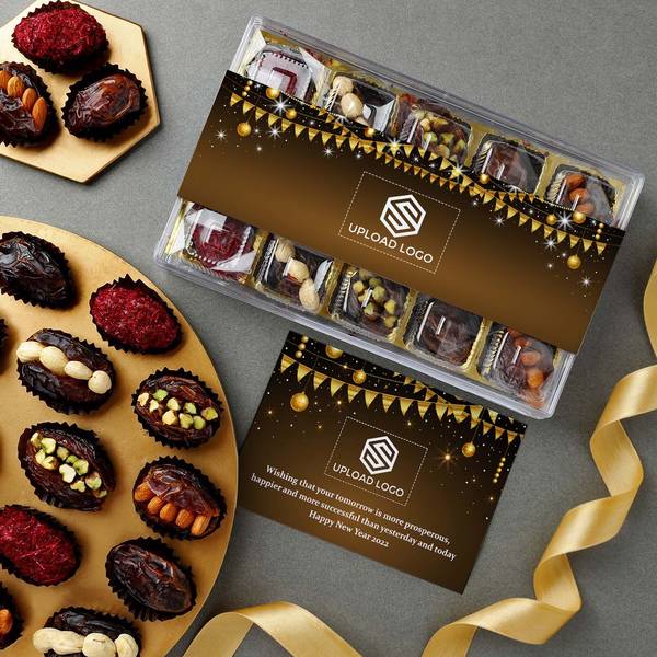 Stuffed Gourmet Jordan Dates New Year Gift Box - Customized With Logo