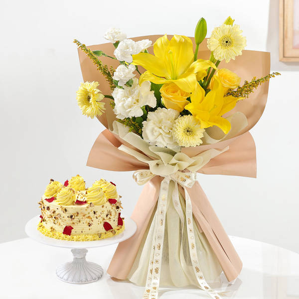Sunshine Blooms And Rasmalai Cake Bliss