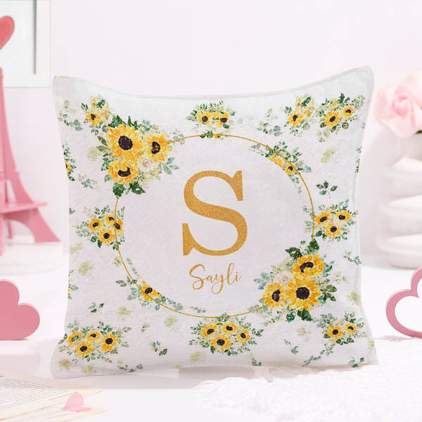 Sunshine Floral Personalized Cushion