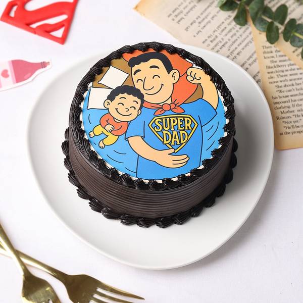 Super Dad Chocolate Photo Cake