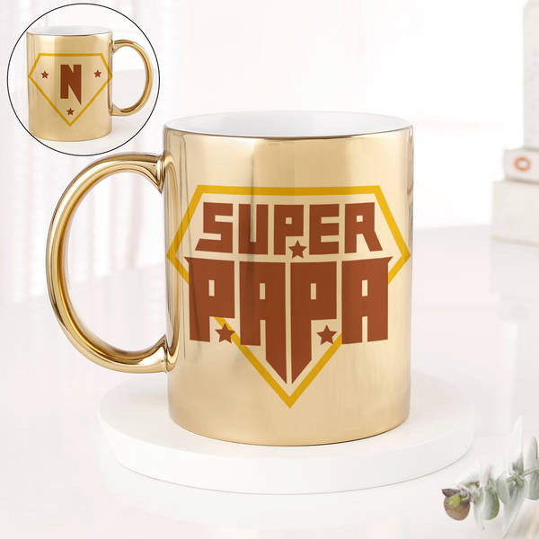 Super Papa Personalized Metallic Gold Mug