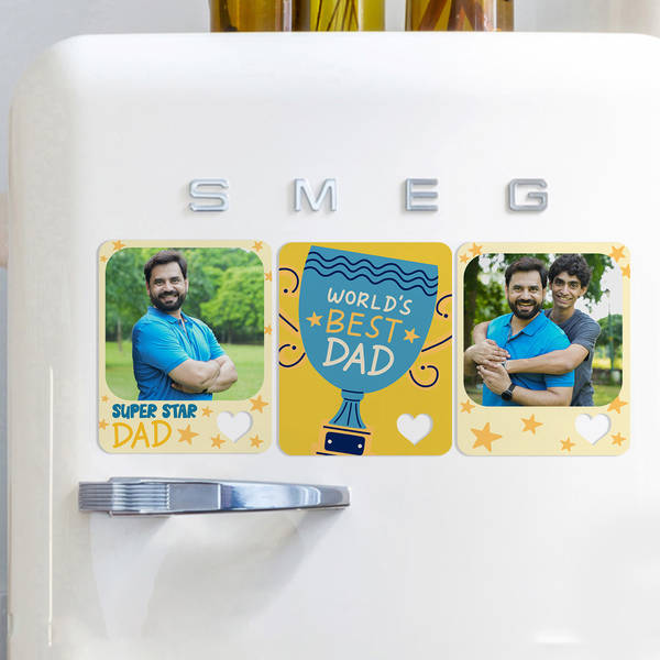 Superstar Dad Personalized Fridge Magnet Trio