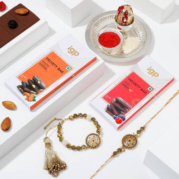 Sweet Surprises Bhai Bhabhi Rakhi Hamper