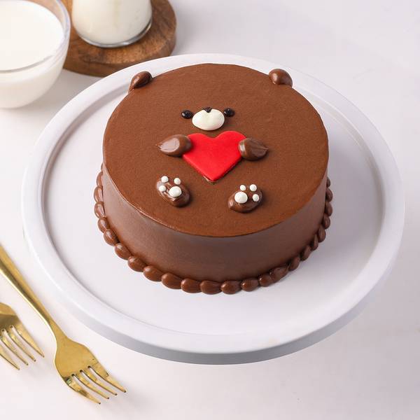 Sweet Valentine Teddy Bear Chocolate Cake