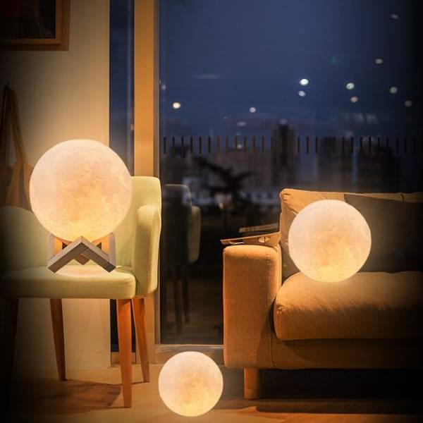 Table Lamp - 3D Moon - Single Piece