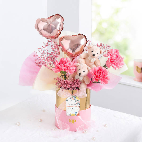 Teddies And Hearts Daughters Day Arrangement