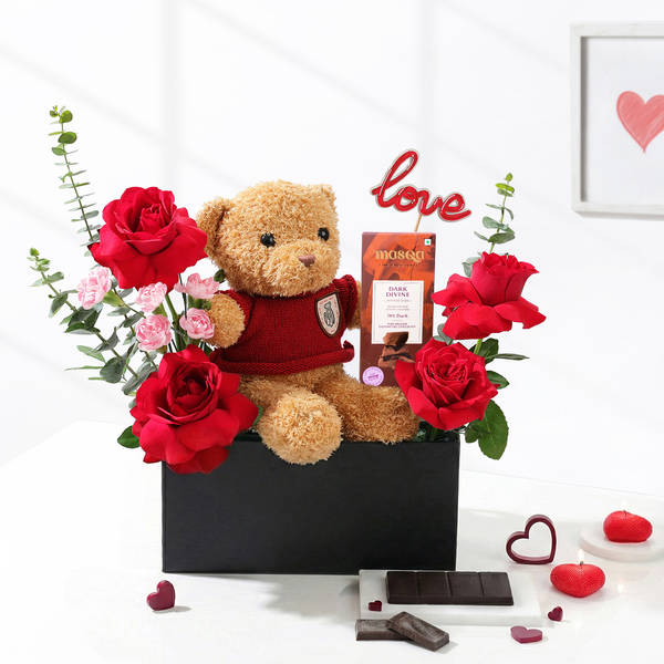 Teddy Love Valentines Day Gift Arrangement