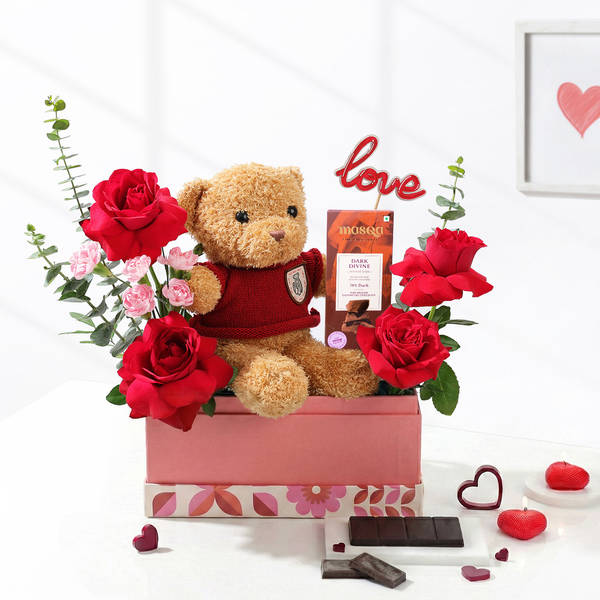Teddy Love Valentines Day Gift Arrangement