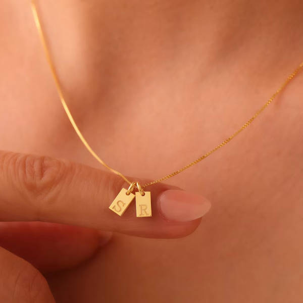Timeless Charms Personalized Two Letter Tags Necklace