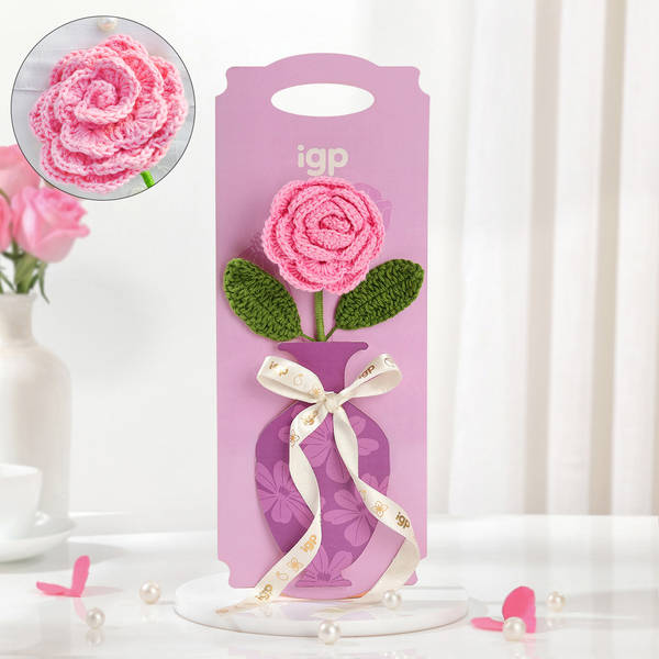 Timeless Love Handcrafted Crochet Pink Rose