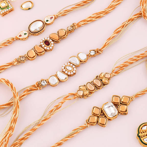 Traditional Kundan Polki Rakhi (Set of 5)