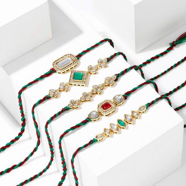 Traditional Kundan Polki Rakhi (Set of 5)