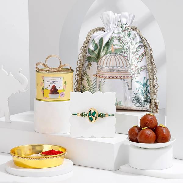Traditional Kundan Rakhi Gift Hamper