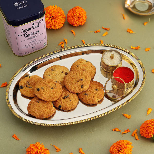 Traditional Thali with Assorted Cookies